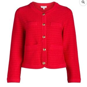 Free Assembly Red Knit Cardigan Sweater Size Large
